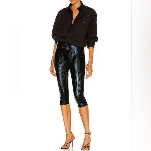 MUGLER  Embossed crop Pants Size L - Picture 1 of 11